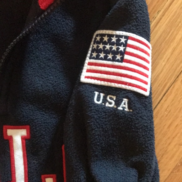 Polo Boys 4 T washed once fleece half zip up. 🇺🇸 navy with grey, red & white. - Picture 7 of 10